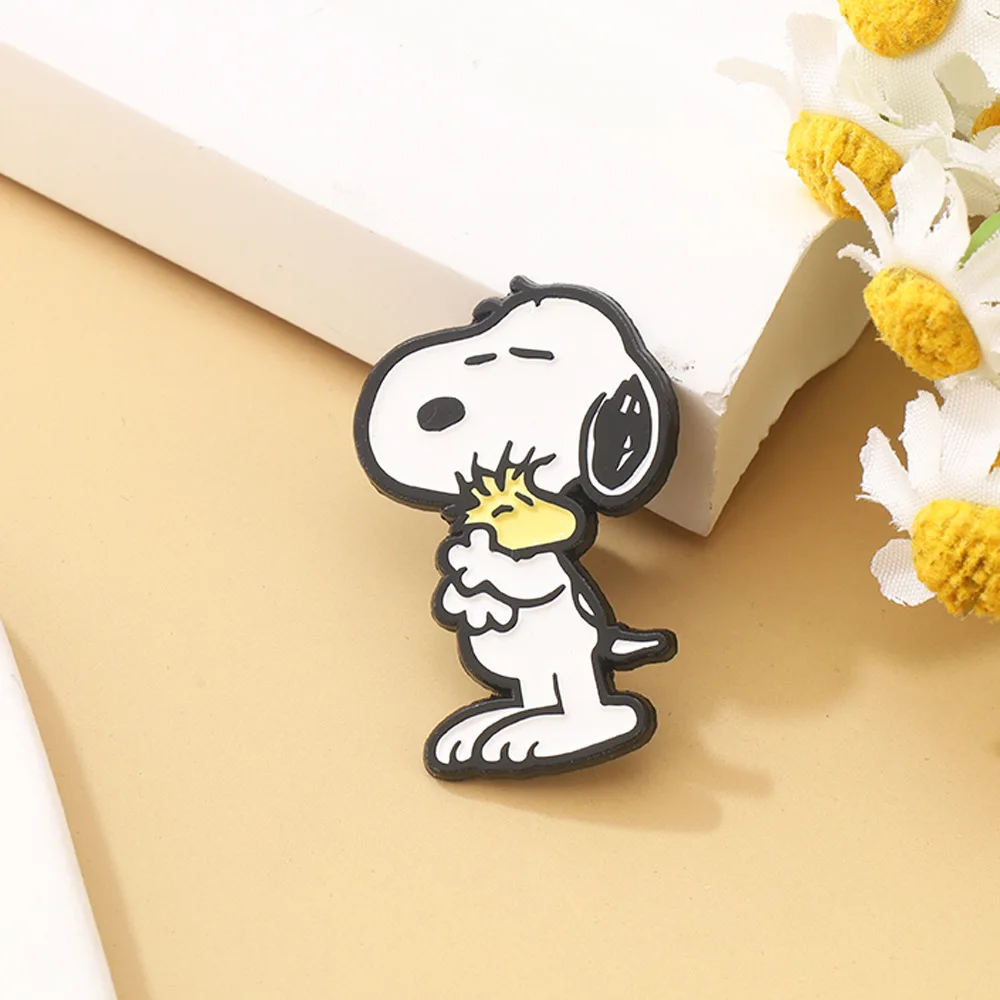 2Pcs/Set Cartoon White Puppy Enamel Brooch Cute Animal Badge Lapel Pin Fashionable Jewelry Accessories Gift For Friends