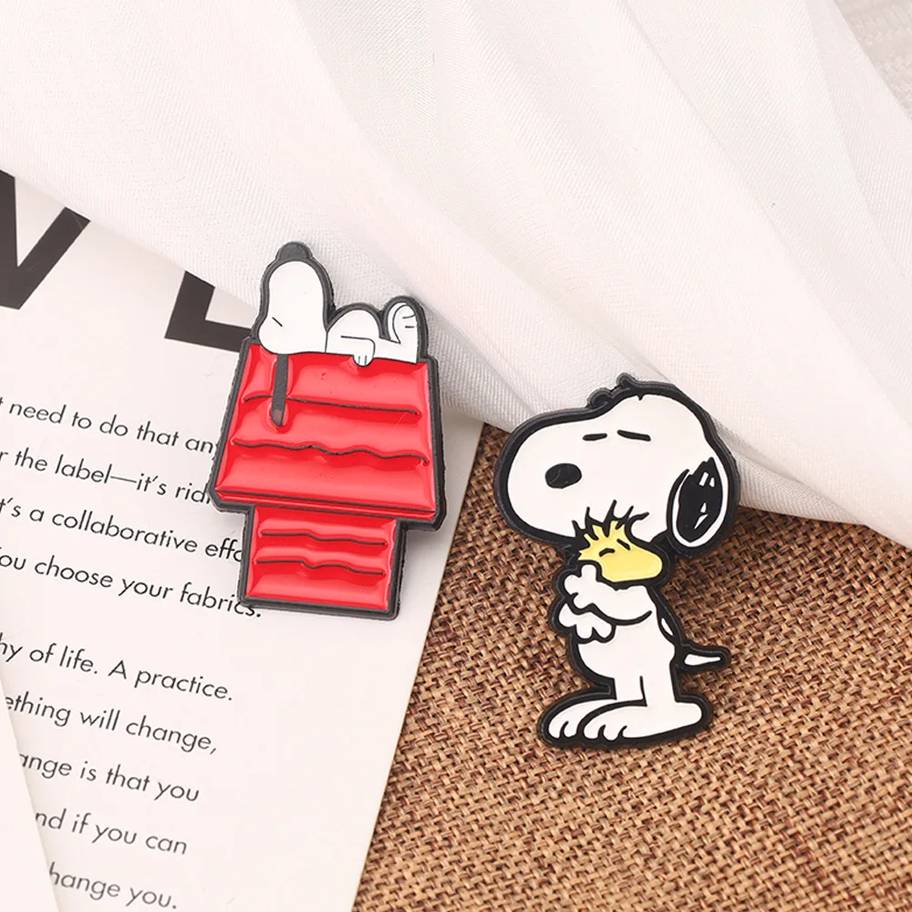 2Pcs/Set Cartoon White Puppy Enamel Brooch Cute Animal Badge Lapel Pin Fashionable Jewelry Accessories Gift For Friends