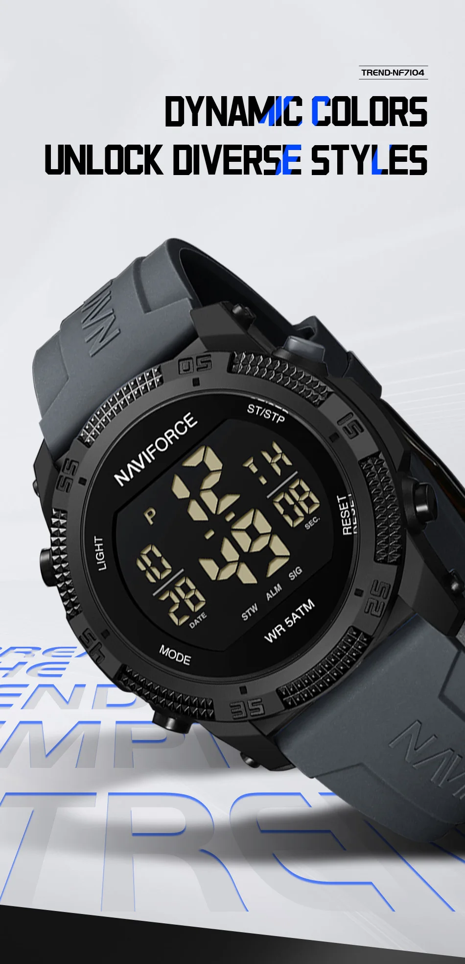 NAVIFORCE Fashion Men's Electronics Wrist Watch Sports Waterproof Luminous Watches Men's Silicone Strap Male Clock Reloj Hombre