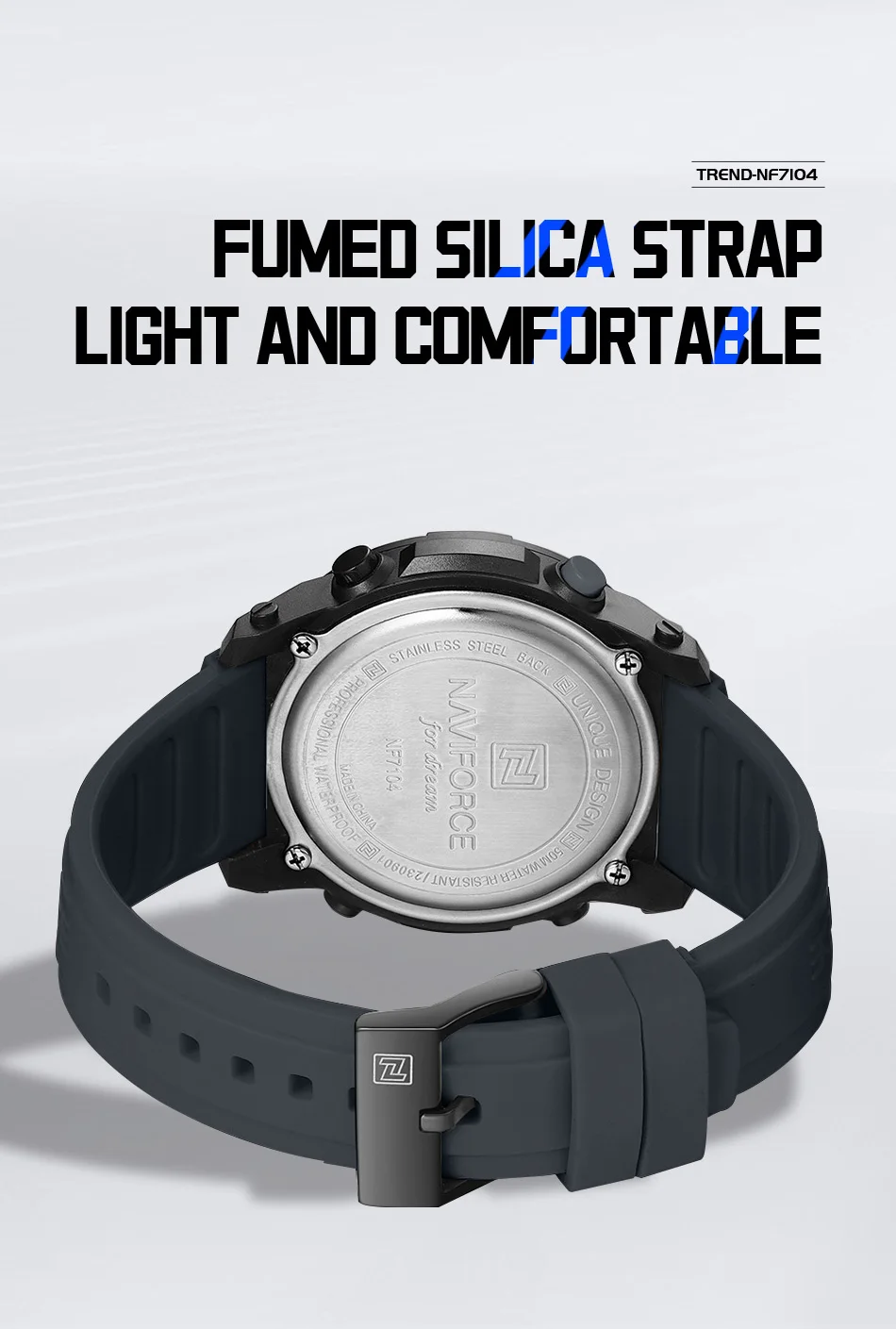 NAVIFORCE Fashion Men's Electronics Wrist Watch Sports Waterproof Luminous Watches Men's Silicone Strap Male Clock Reloj Hombre