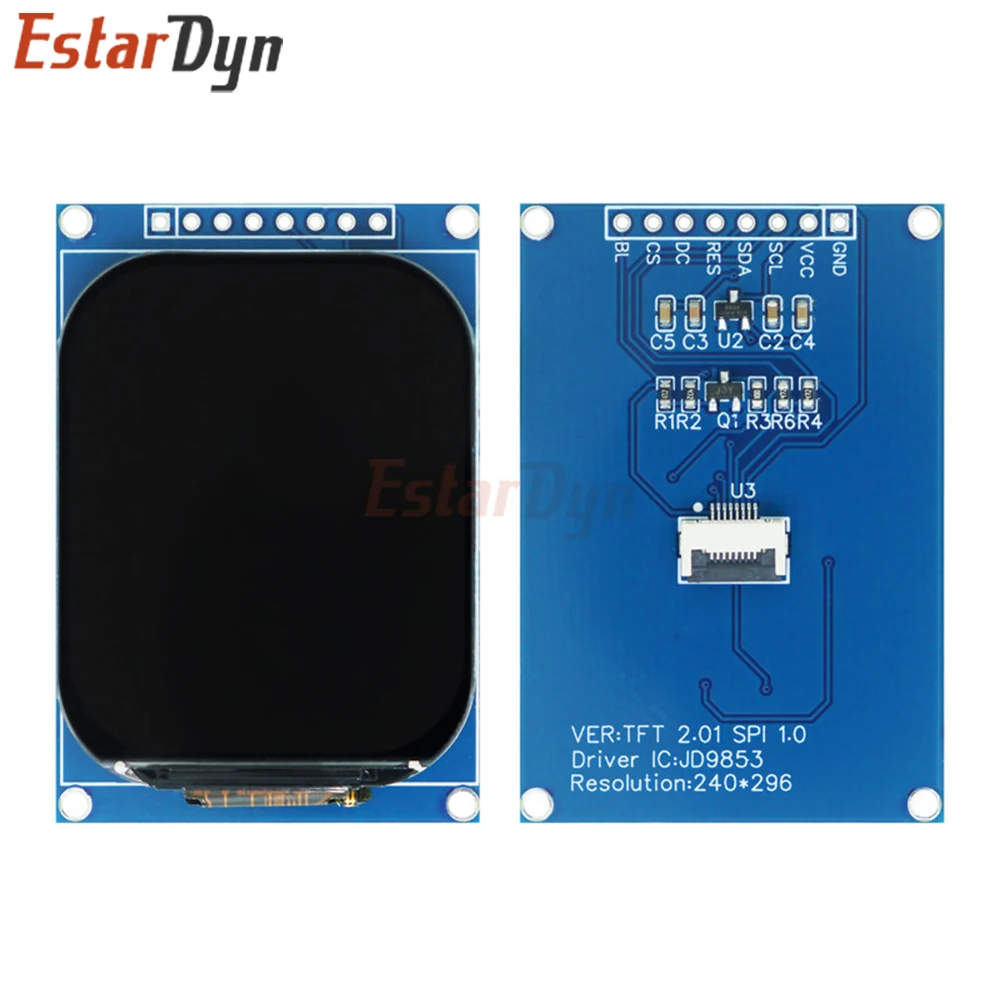 Estardyn 2.01" 240x296 TFT LCD JD9853 SPI 8-Pin Breakout Board for ESP32 Raspberry Pi