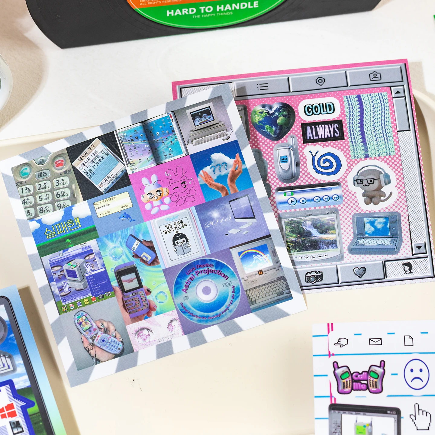 20Pcs Y2K Retro Tech PET Stickers, Vintage Aesthetic Scrapbooking Decals