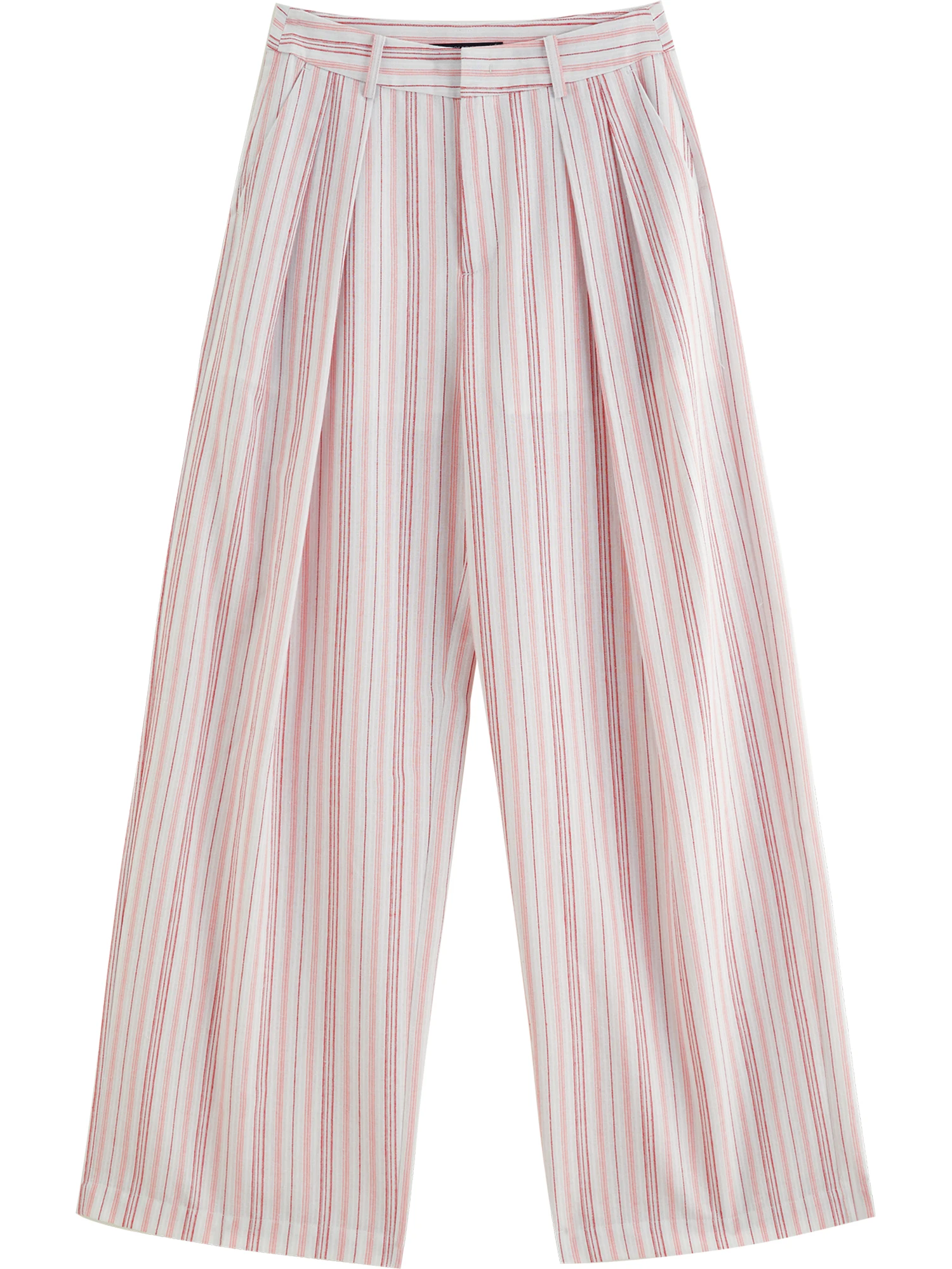 ZIQIAO Women's 2026 Summer New Arrival Vacation Two-Piece Set Bandeau Top & Striped High Waist Casual Pants Slim-Fit Outfit
