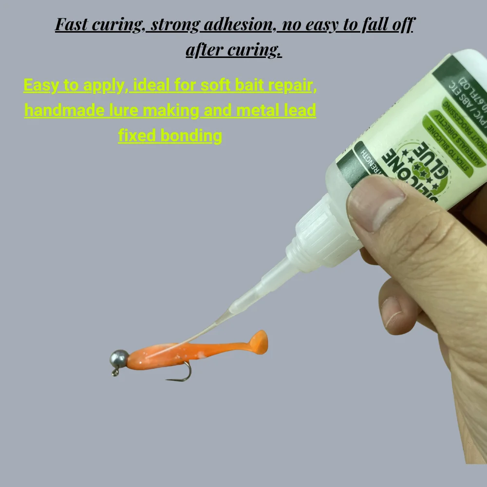 Fishing Soft Lure Silicone Glue Fast Bond Silicone PVC Soft Bait Metal Lead Strong Adhesive Waterproof Low Whitening Repair Glue
