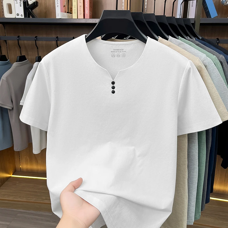 Mens Henley Neck T Shirts Short Sleeve Casual Soft Breathable Comfortable Fashion Tops for Men Daily Wear Summer Streetwear