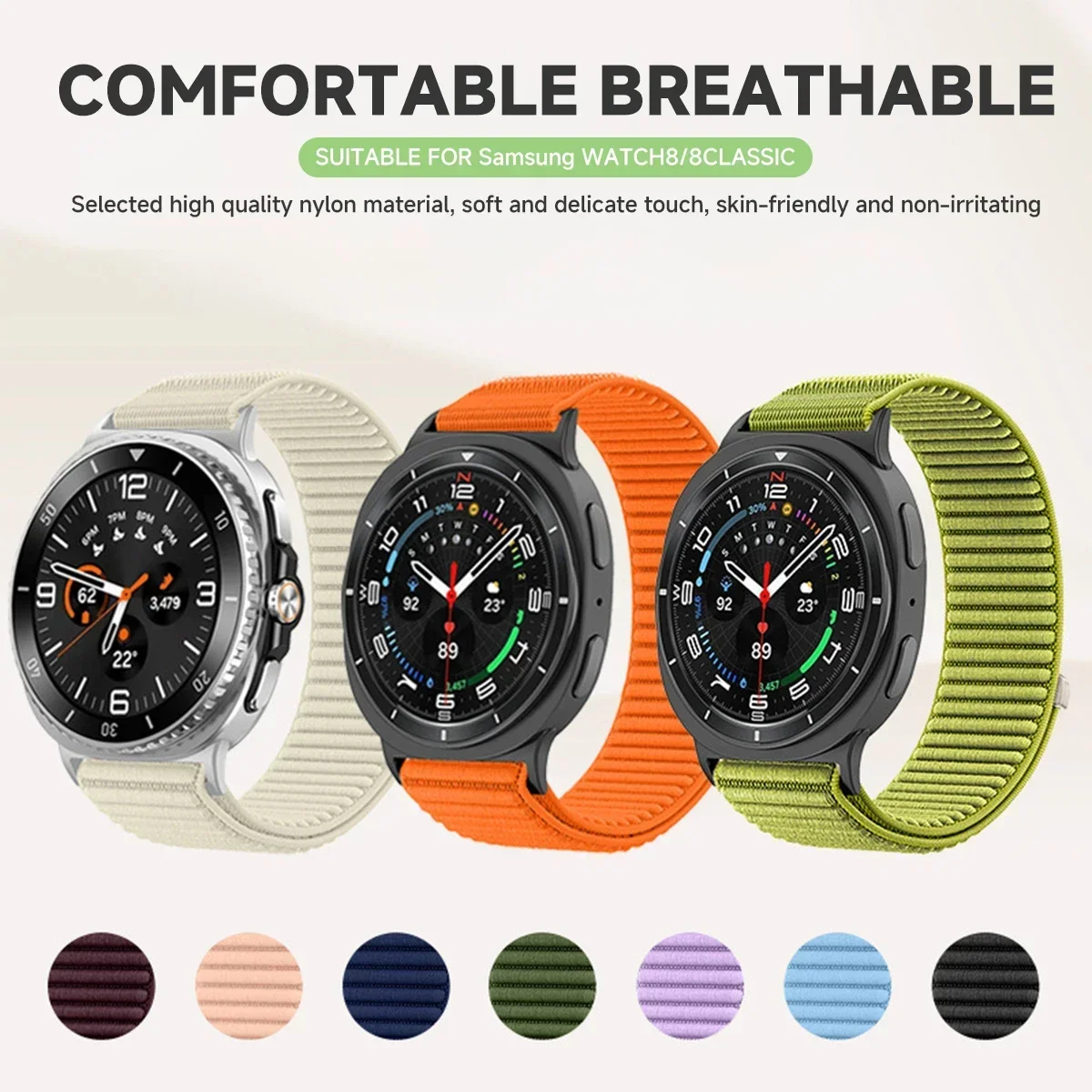 Nylon Strap for Samsung Galaxy Watch 8 8 Classic 46mm Adjustable Bracelet Samsung Galaxy Watch 9 8 44mm 40mm Correa Accessories