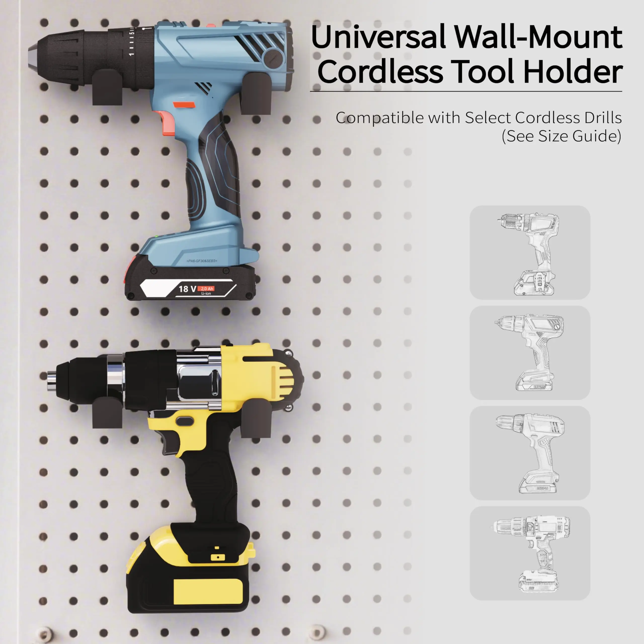 Drill Holder, Heavy Duty Steel Drill Dock Wall Mount, Universal Tool Organizer with Easy Access for GarageWorkshop Home Storage