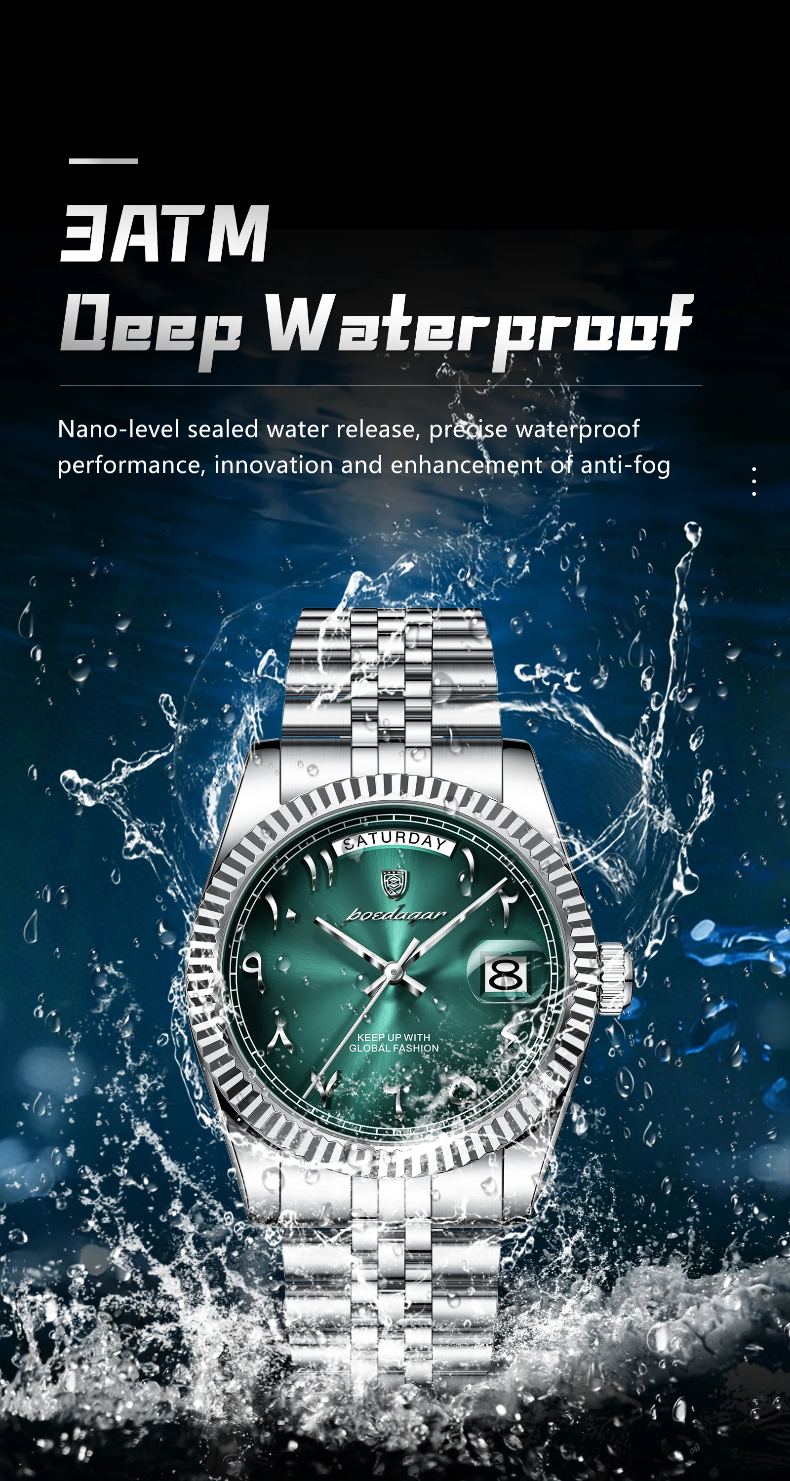 POEDAGAR Original Trendy Male Clock Waterproof Date Week Fashion Men's Watch Stainless Steel Luxury Quartz Watches For Men Reloj