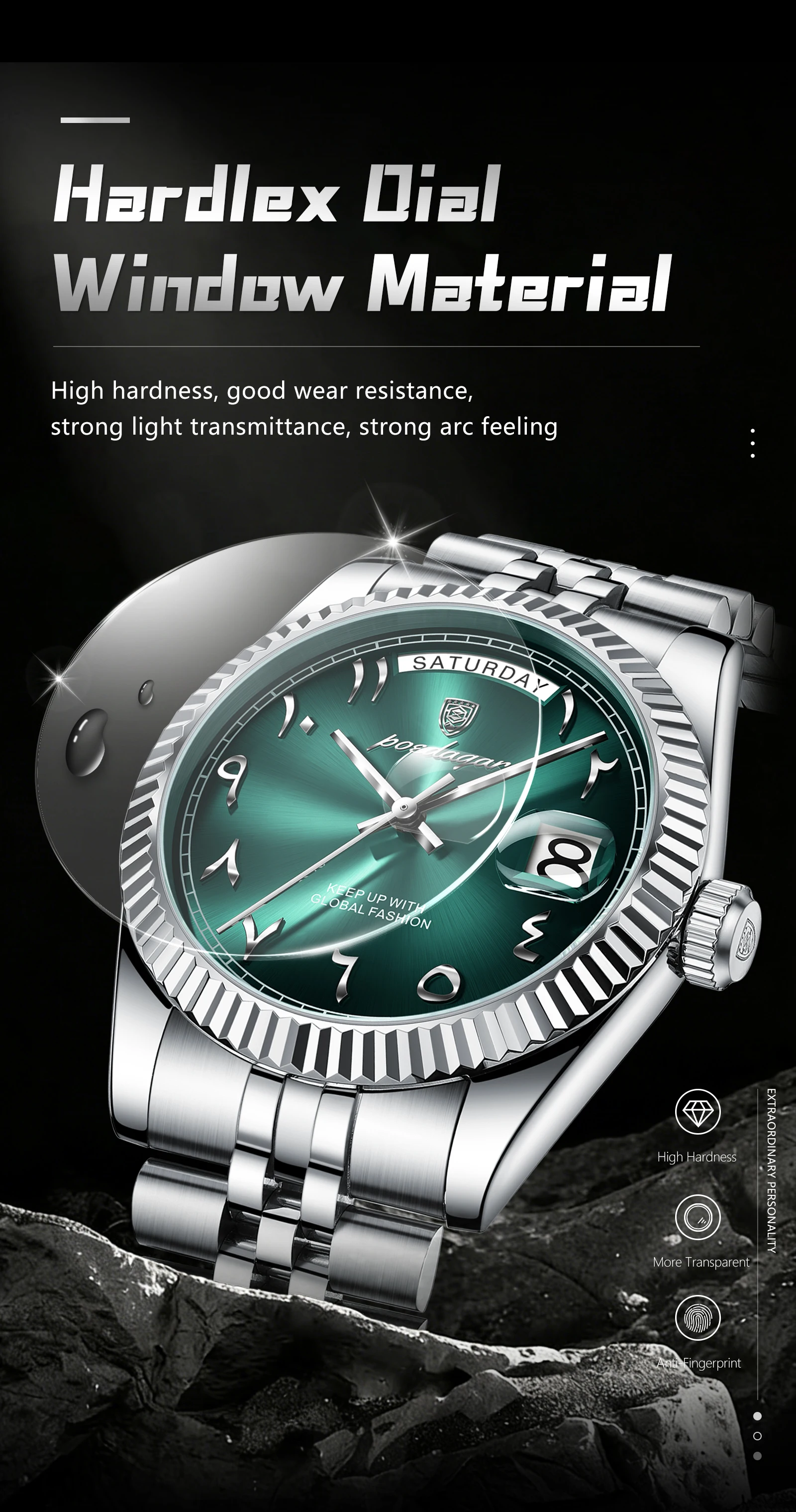 POEDAGAR Original Trendy Male Clock Waterproof Date Week Fashion Men's Watch Stainless Steel Luxury Quartz Watches For Men Reloj