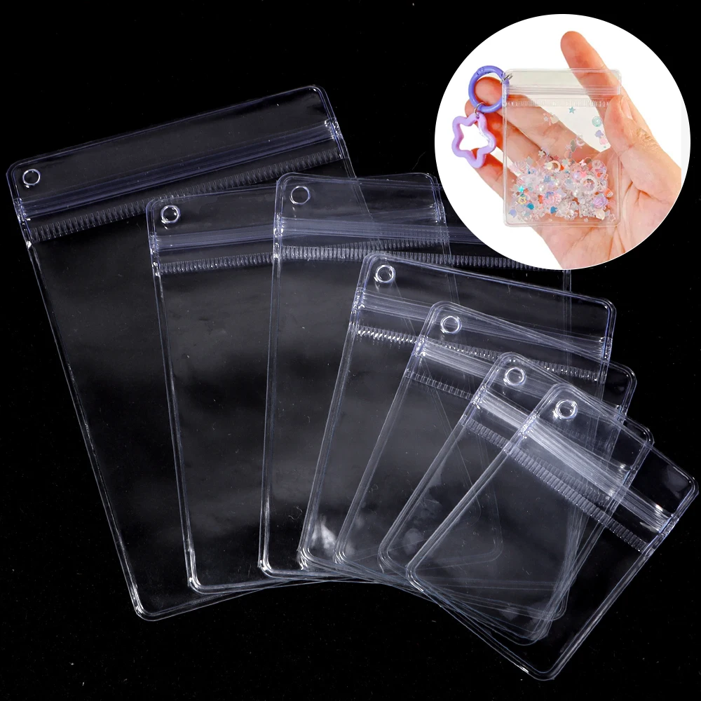 10Pcs Multi Size PVC Clear Jewelry Storage Bags Self Seal Bags Reusable for Bracelets Necklaces Rings Packaging Jewelry Display