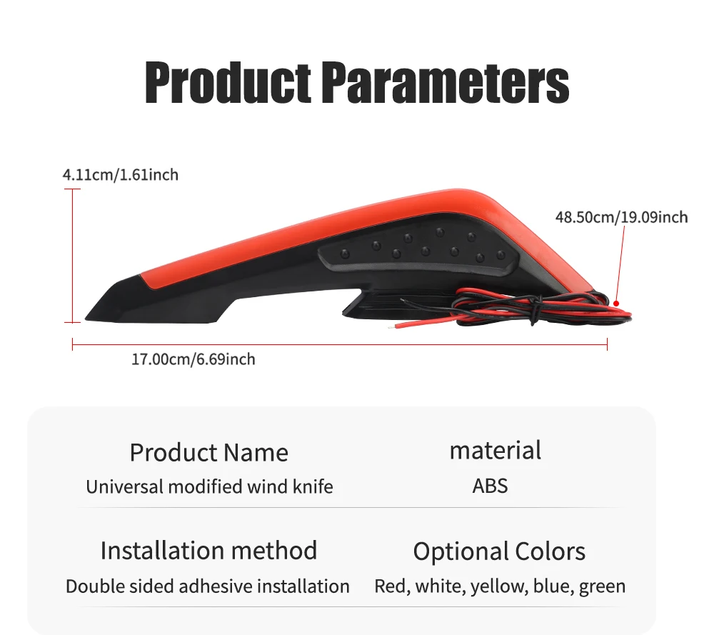 Motorcycle Front Side Spoiler Wing LED Light Kit Aerodynamic Wing Light 12V Universal Spoiler Lamp Modification Motorcycle Decor