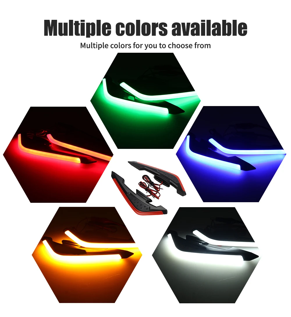 Motorcycle Front Side Spoiler Wing LED Light Kit Aerodynamic Wing Light 12V Universal Spoiler Lamp Modification Motorcycle Decor