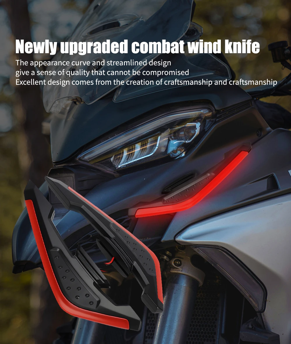 Motorcycle Front Side Spoiler Wing LED Light Kit Aerodynamic Wing Light 12V Universal Spoiler Lamp Modification Motorcycle Decor