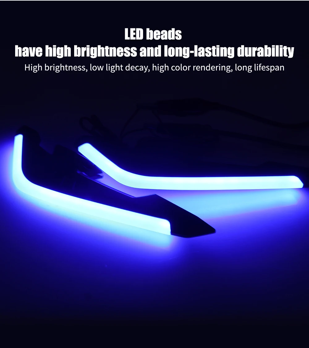 Motorcycle Front Side Spoiler Wing LED Light Kit Aerodynamic Wing Light 12V Universal Spoiler Lamp Modification Motorcycle Decor
