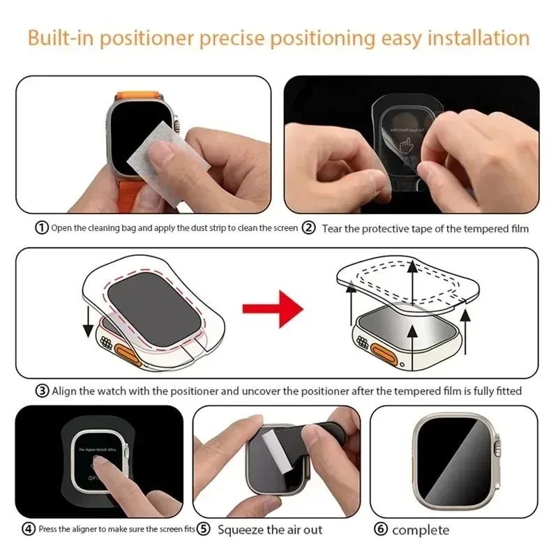 3PCS Tempered Glass For Apple Watch Ultra 2 49mm Anti-Scratch Screen Protector iWatch Ultra Seconds Installation Protective Film