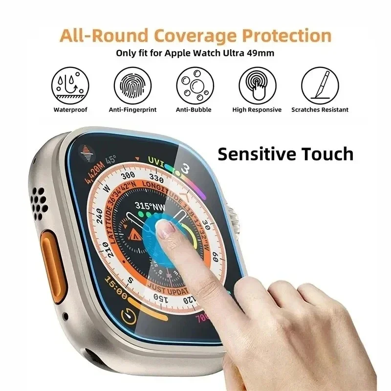 3PCS Tempered Glass For Apple Watch Ultra 2 49mm Anti-Scratch Screen Protector iWatch Ultra Seconds Installation Protective Film