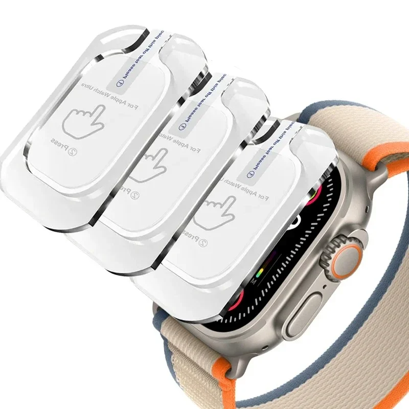 3PCS Tempered Glass For Apple Watch Ultra 2 49mm Anti-Scratch Screen Protector iWatch Ultra Seconds Installation Protective Film