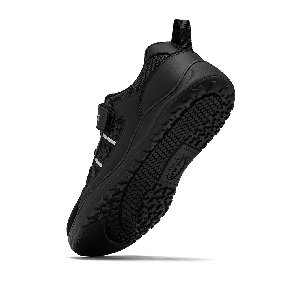 HOBIBEAR Big Kid Wide Width Shoes Barefoot Hook-Loop Artificial Leather Sneakers Lightweight Zero Drop Walking Shoes