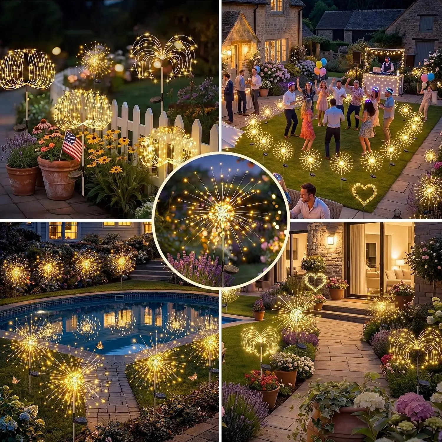 New 420LED Firework Garden Decor Solar Lights Outdoor Waterproof Fairy Flower Path Light for Courtyard Street Lawn Patio Balcony