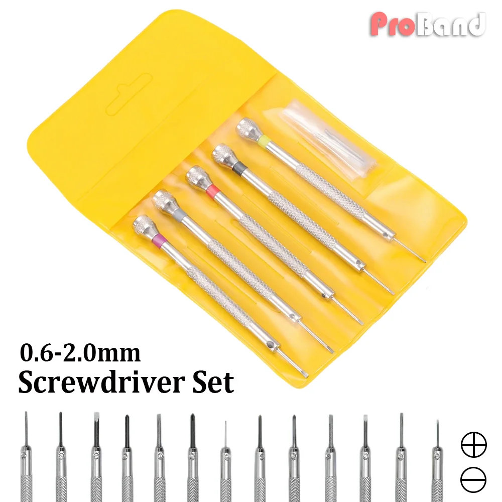 0.6-2.0mm Precision Screwdriver Set for Watchmaker High Hardness Steel Micro Cross Repair Tools Kit for Watches Glasses Jewelry