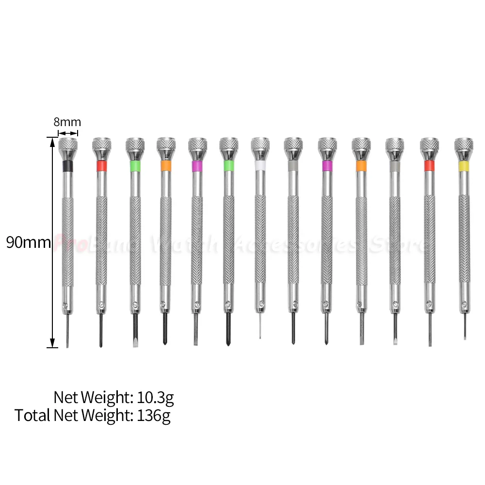0.6-2.0mm Precision Screwdriver Set for Watchmaker High Hardness Steel Micro Cross Repair Tools Kit for Watches Glasses Jewelry