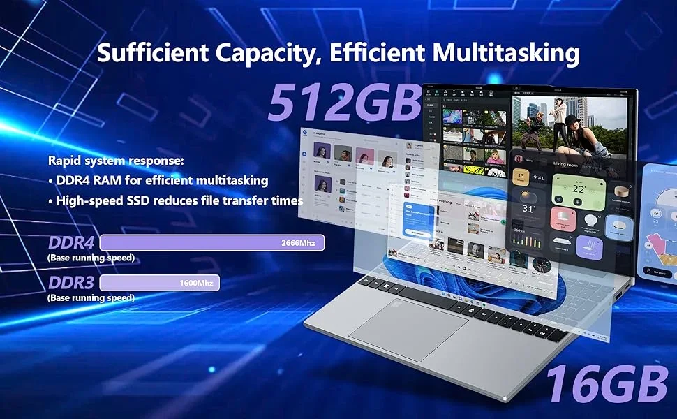 2026 NEW Windows 11 Laptop Intel Core I9-9900 15.6 Inch 16GB RAM 1TB SSD Office Laptops Fingerprint Unlock Notebook