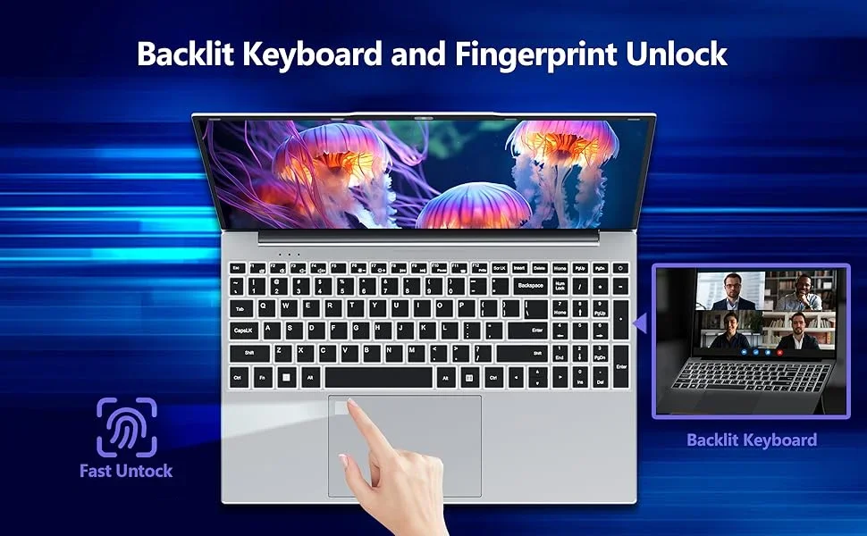 2026 NEW Windows 11 Laptop Intel Core I9-9900 15.6 Inch 16GB RAM 1TB SSD Office Laptops Fingerprint Unlock Notebook