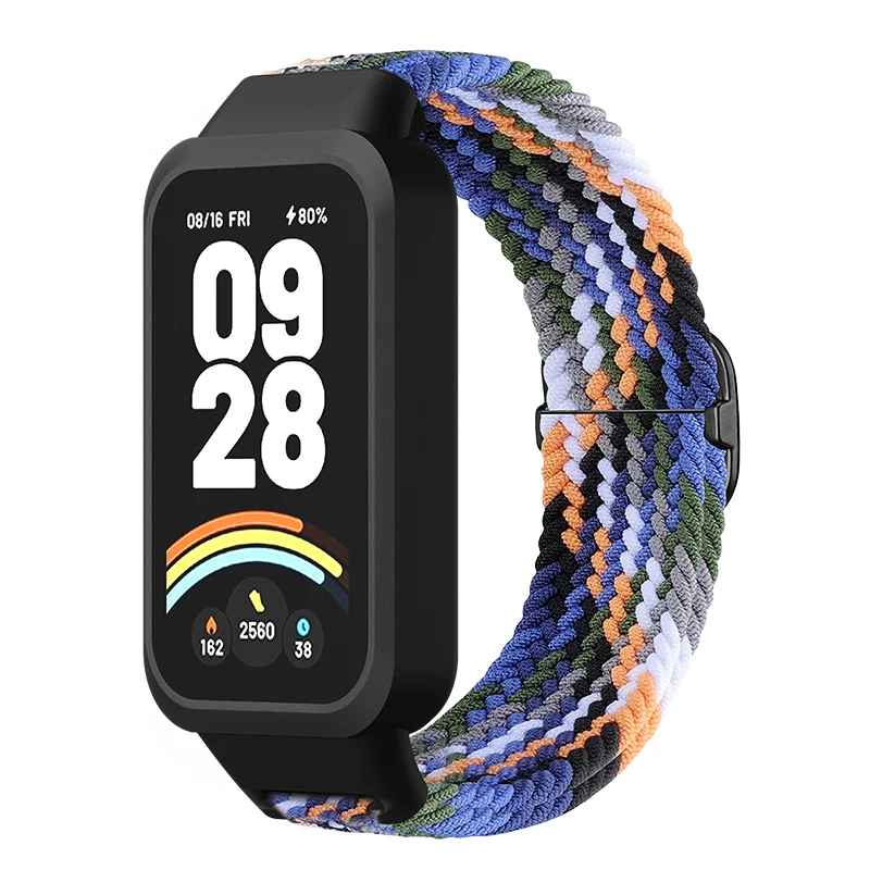 Braided solo loop Strap+Case for Redmi band 3 2 accessories Nylon Sport Adjustable bracelet correa for Xiaomi Miband 9 8 Active