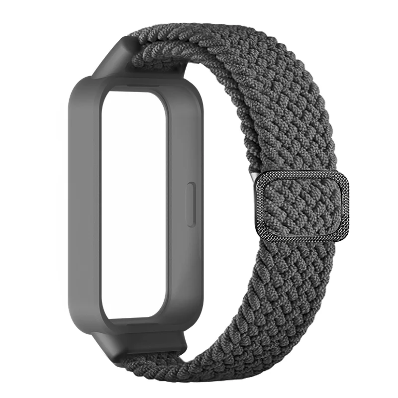 Braided solo loop Strap+Case for Redmi band 3 2 accessories Nylon Sport Adjustable bracelet correa for Xiaomi Miband 9 8 Active