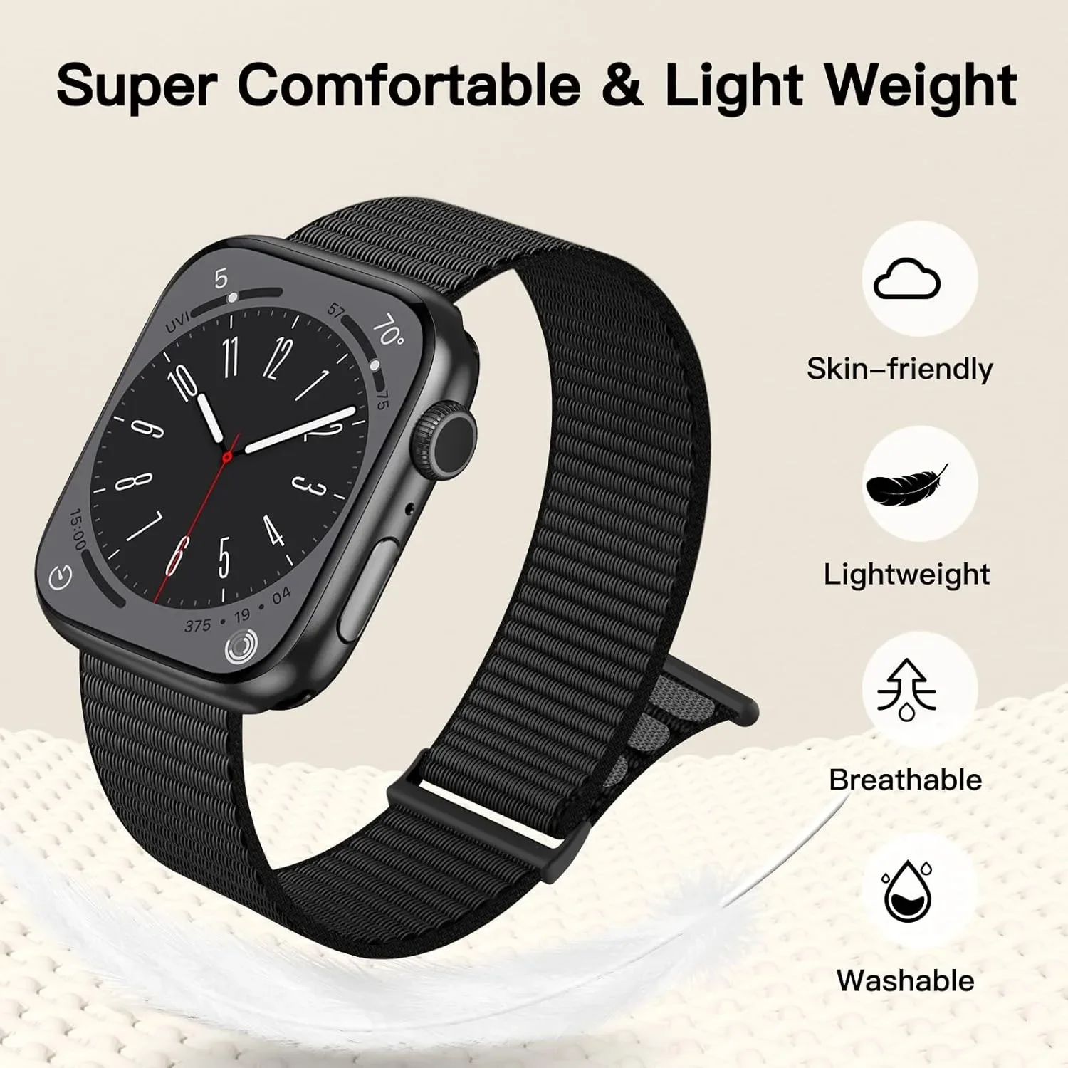 Nylon Loop Strap for Apple Watch Band 46mm 42mm 45mm 44mm 49mm 41mm 40mm Sport Strap for IWatch Ultra 2 Series 11 10 9 8 7 5 SE