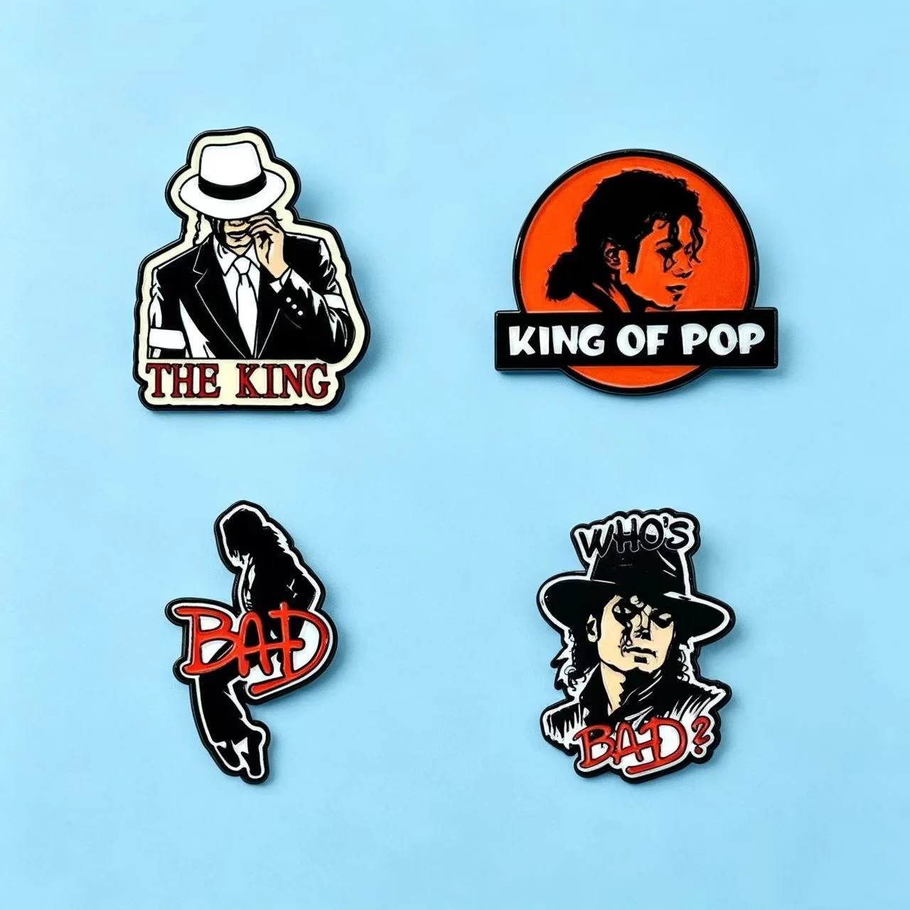 Michael Jackson Enamel Pins Set King of Pop Bad Dangerous Just Beat It Metal Retro Rock Brooch Badge Bag Hat Decor For Fans Gift