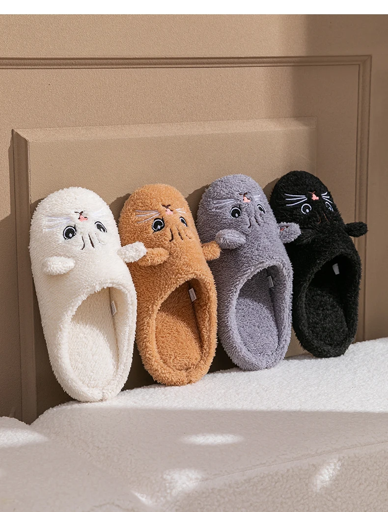 Women's House Slippers, Cute Cartoon Plush Non-Slip Indoor Bedroom Floor Shoes, Warm & Cozy Home Footwear for Winter&Autumn