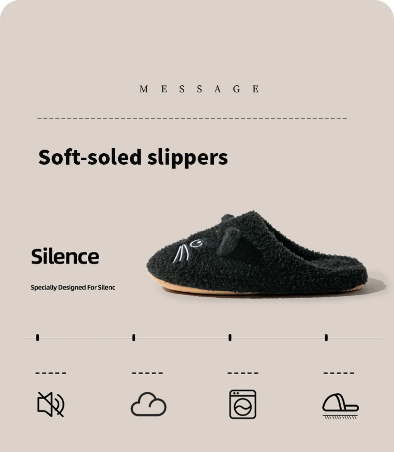 Women's House Slippers, Cute Cartoon Plush Non-Slip Indoor Bedroom Floor Shoes, Warm & Cozy Home Footwear for Winter&Autumn