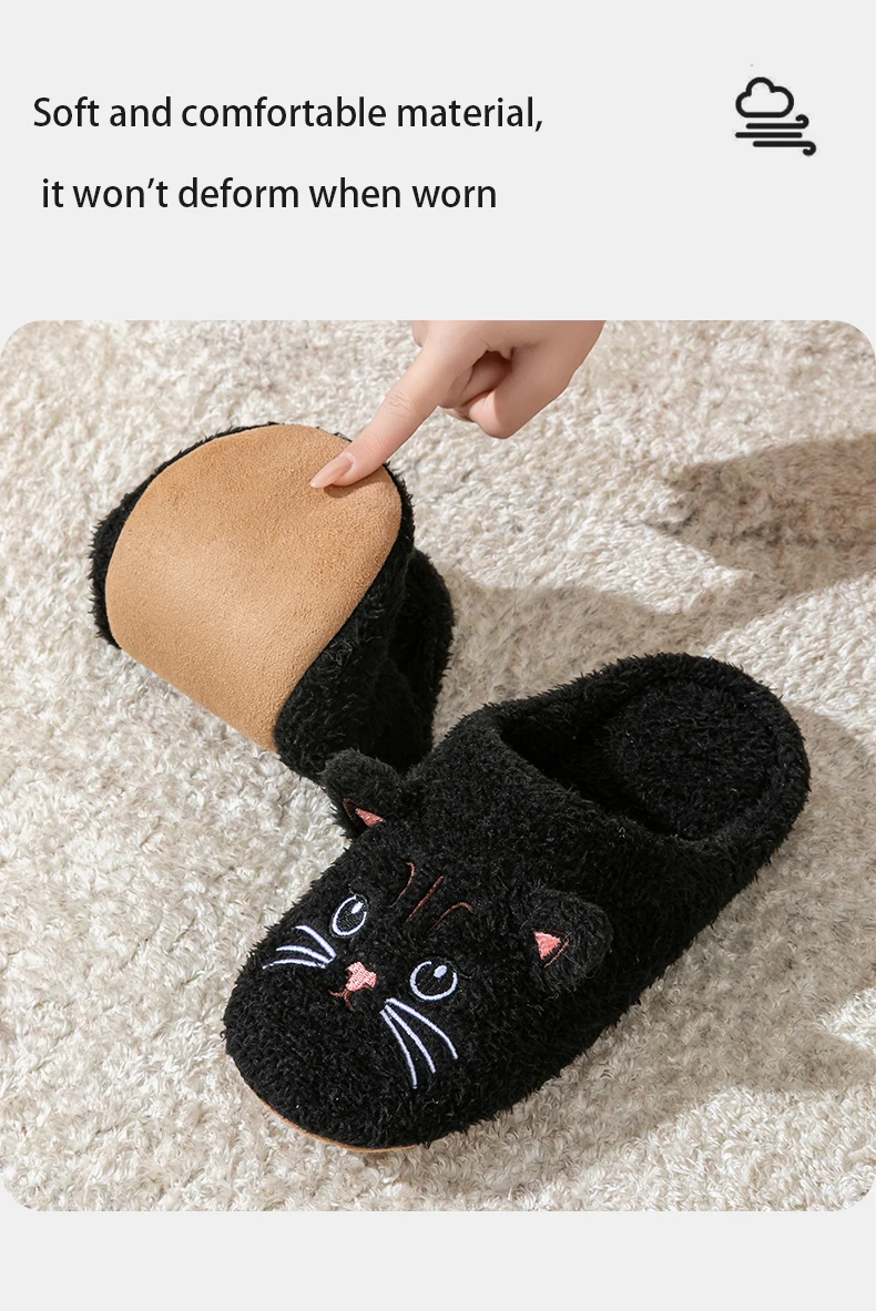 Women's House Slippers, Cute Cartoon Plush Non-Slip Indoor Bedroom Floor Shoes, Warm & Cozy Home Footwear for Winter&Autumn