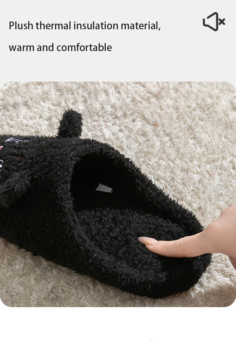 Women's House Slippers, Cute Cartoon Plush Non-Slip Indoor Bedroom Floor Shoes, Warm & Cozy Home Footwear for Winter&Autumn
