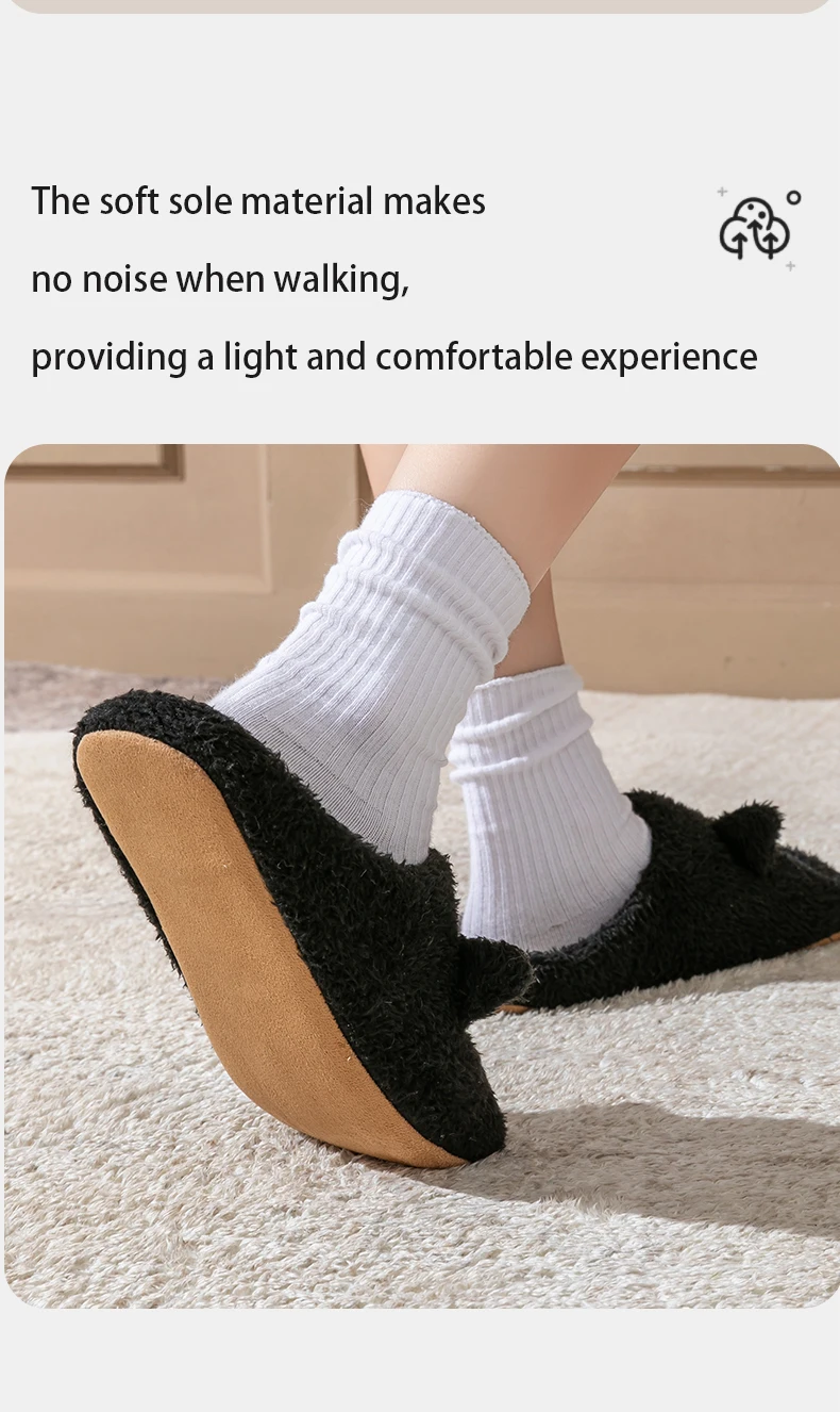 Women's House Slippers, Cute Cartoon Plush Non-Slip Indoor Bedroom Floor Shoes, Warm & Cozy Home Footwear for Winter&Autumn