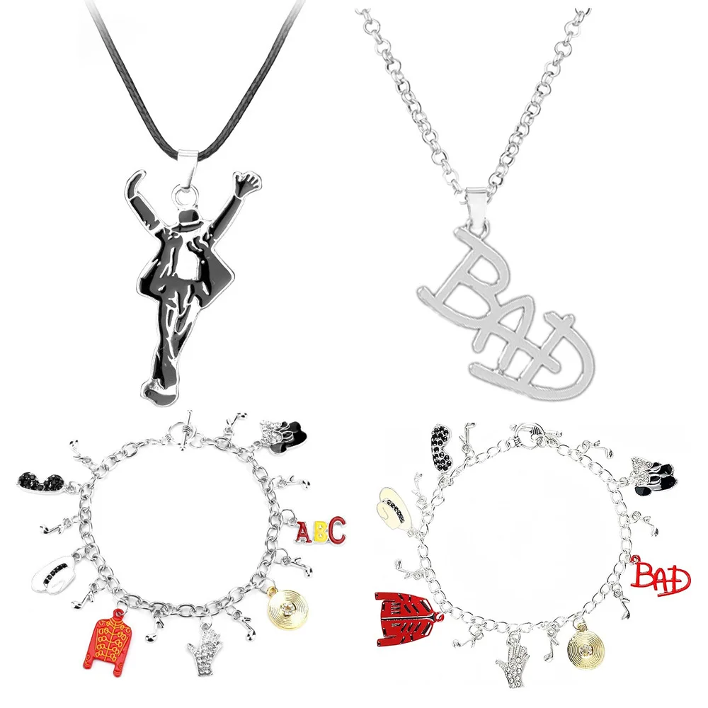 Artist Singer Michael Jackson BAD Necklace Rock Roll Everlasting Classic MJ Pendant Hot Charm Punk Jewelry Men Women Gift