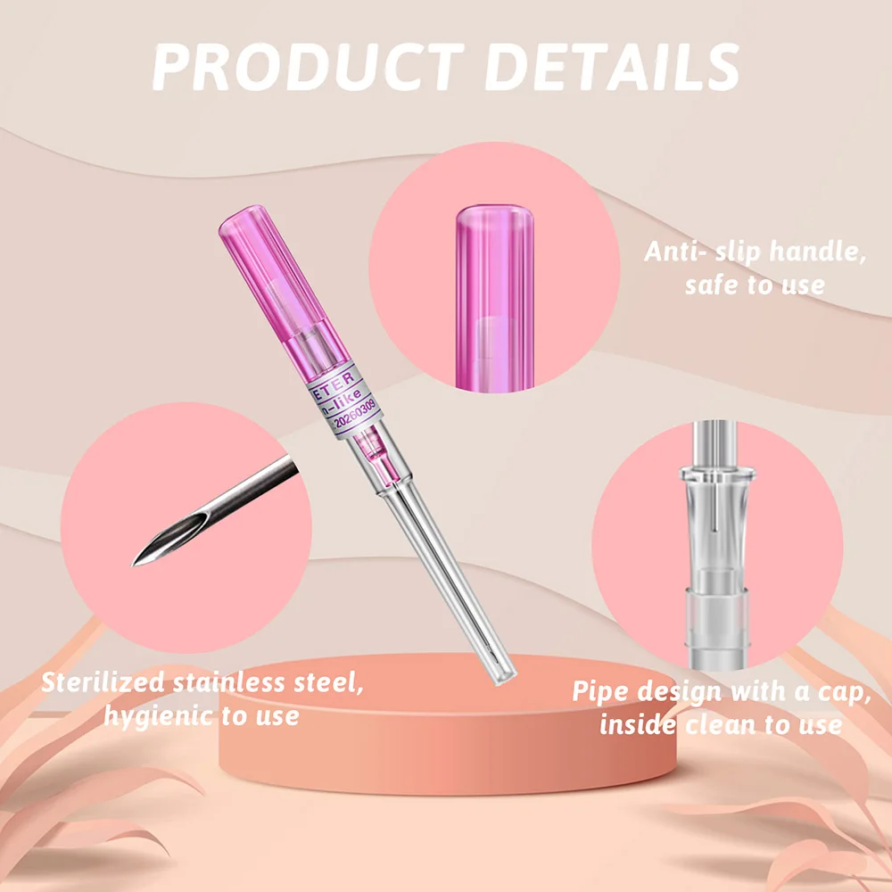 10-100pcs Catheter Piercing Needle Disposable Cannula Tattoo Piercing Needle for Body Nose Belly Piercier 14G 16G 18G 20G 22G