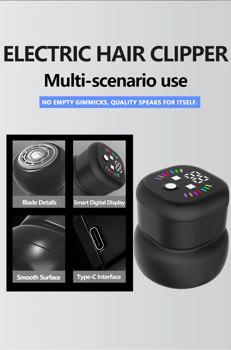 Multi-functional Electric Shaver with Automatic Haircutting, Shaving, Charging, Portability, and Push-Scissor Features