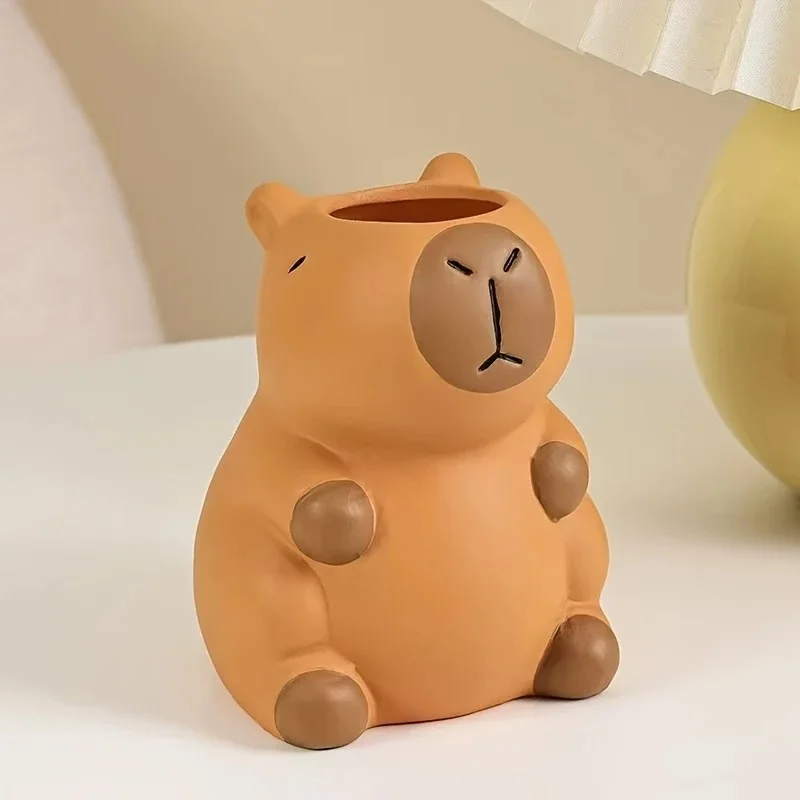 Cute Capybara Shaped Pen Holder Multifunctional Makeup Brush Organizer Desktop Storage Office Home Desk Decor Holiday Gift