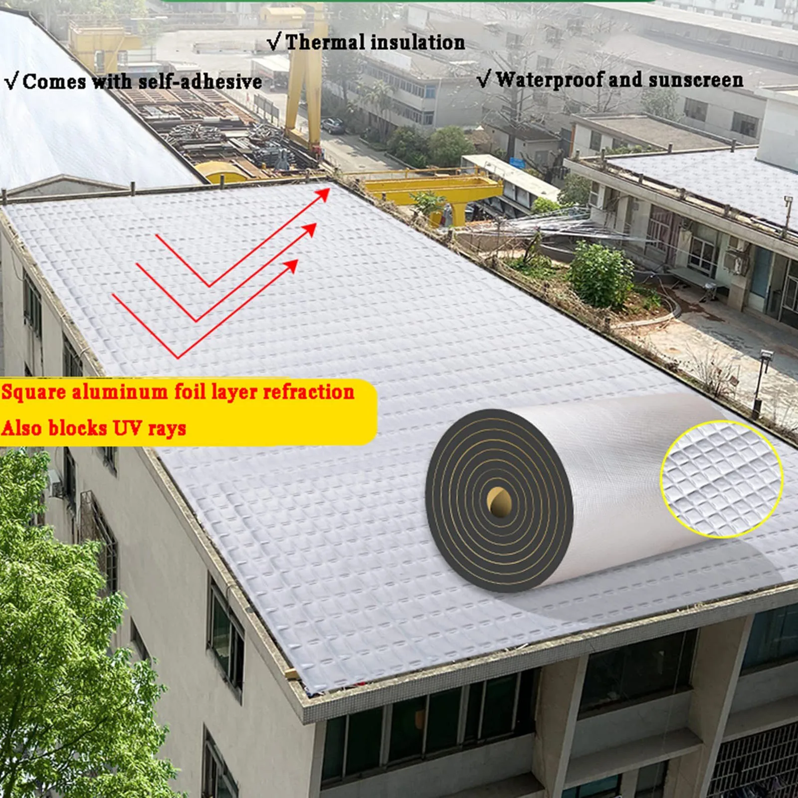 500x2000x10mm Thick Self Adhesive Aluminum Foil Heat Shield Sound Deadener Mat for Car Door Engine Hood Insulation