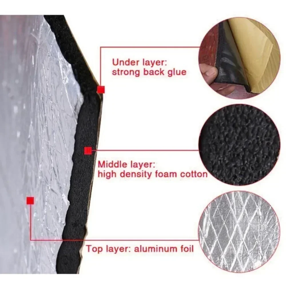 500x2000x10mm Thick Self Adhesive Aluminum Foil Heat Shield Sound Deadener Mat for Car Door Engine Hood Insulation