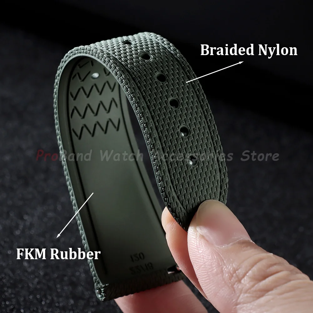 Watchband 20mm 21mm 22mm FKM Rubber Watch Strap Quick-Release Bracelet for Omega for Rolex for Seiko Band Nylon Silicone Belts