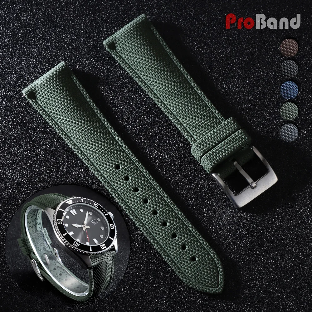 Watchband 20mm 21mm 22mm FKM Rubber Watch Strap Quick-Release Bracelet for Omega for Rolex for Seiko Band Nylon Silicone Belts