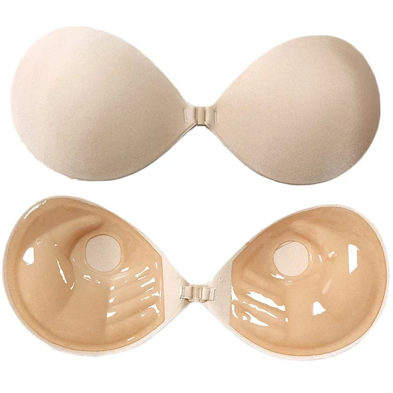 Palm Invisible Push Up Bra Women Backless Strapless Bra Seamless Front Closure Bralette Underwear Silicone Self-Adhesive Bra Pad