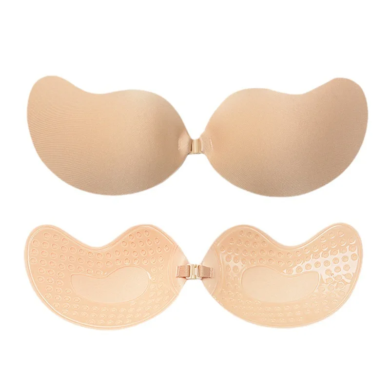 Palm Invisible Push Up Bra Women Backless Strapless Bra Seamless Front Closure Bralette Underwear Silicone Self-Adhesive Bra Pad