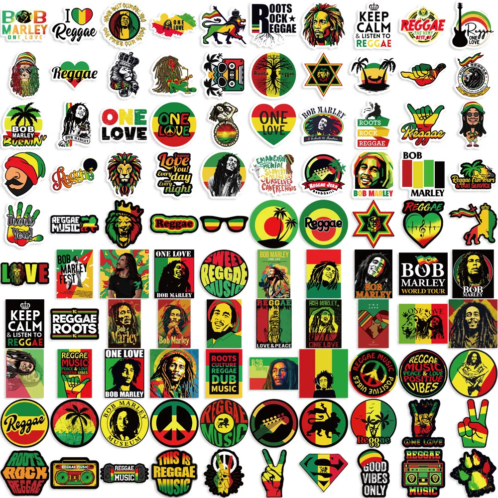 100Pcs Bob Marley Reggae Music Graffiti Stickers Cool Personalized Sticker Decoration DIY Laptop Bike Suitcase Phone Decals