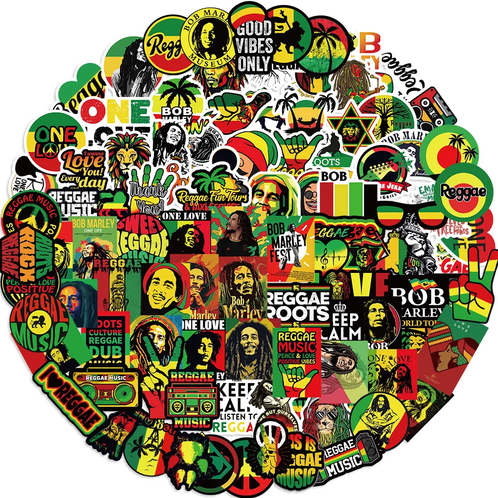 100Pcs Bob Marley Reggae Music Graffiti Stickers Cool Personalized Sticker Decoration DIY Laptop Bike Suitcase Phone Decals