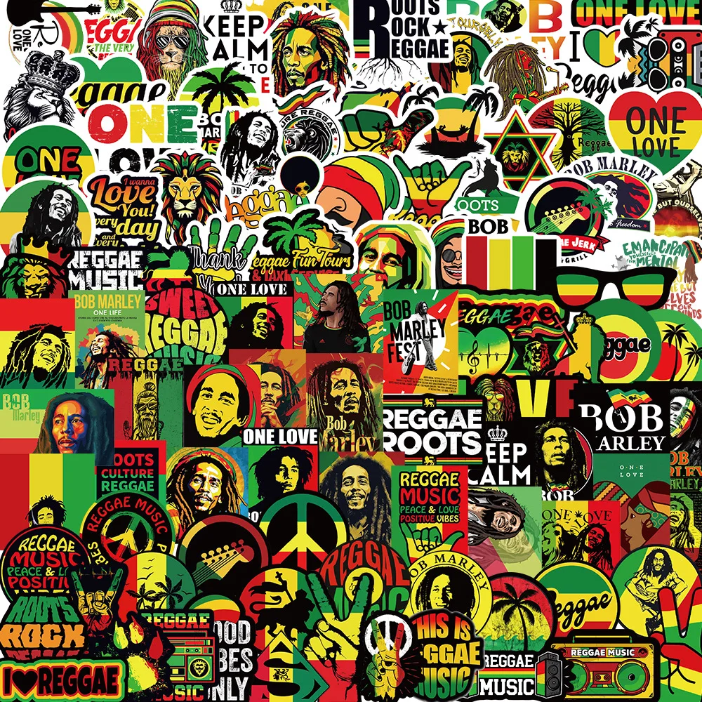 100Pcs Bob Marley Reggae Music Graffiti Stickers Cool Personalized Sticker Decoration DIY Laptop Bike Suitcase Phone Decals