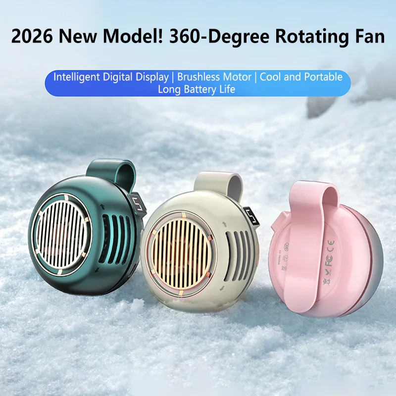 Lenovo Wearable Belt Fan Clip Fan Mini Bladeless Handheld Air Cooler Small Strong Wind Portable USB Rechargeable Cooling Fan